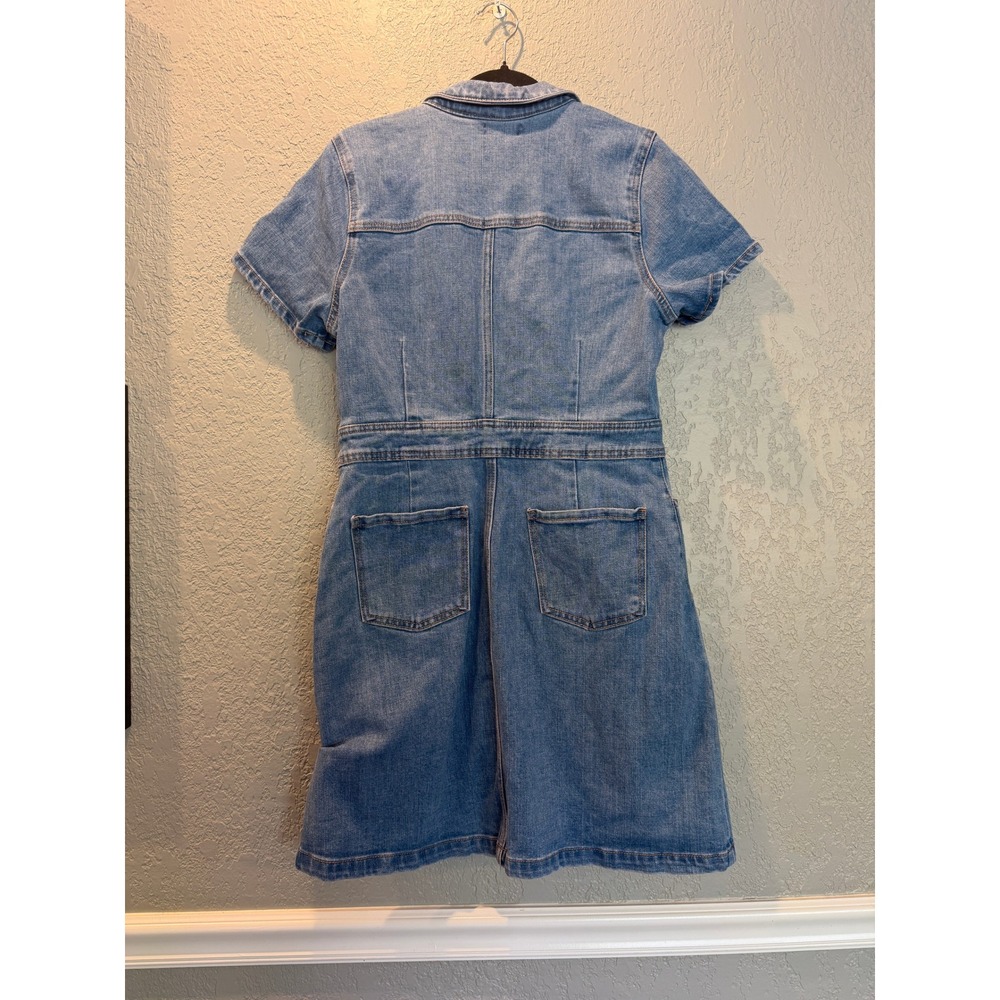 Draper James Blue Denim Button Front Short Sleeve Mini Shirt Dress Size 12 - Picture 8 of 9